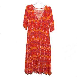 Abel the Label Floral Peasant Tiered Dress Size Small Front slit.